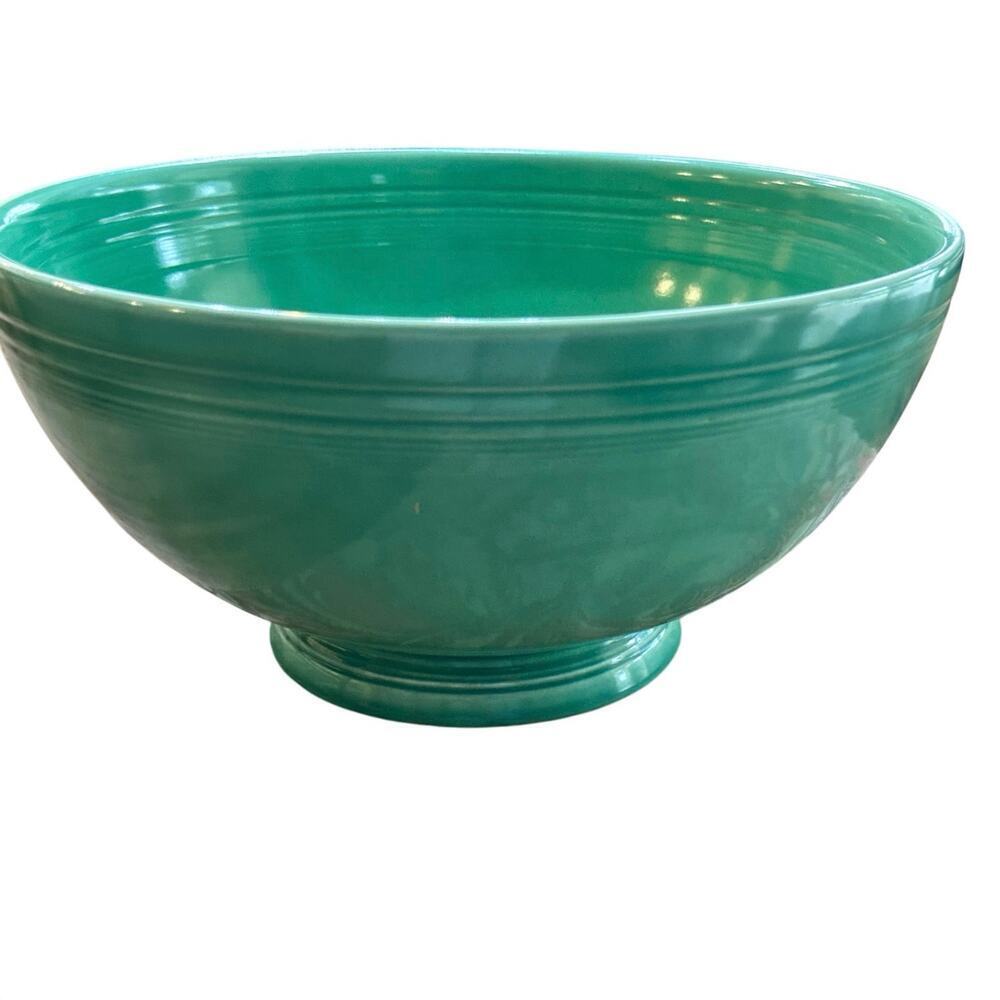 Vintage 1936-1946 FIESTA green rare  11" FOOTED SALAD PUNCH BOWL fiesta ware